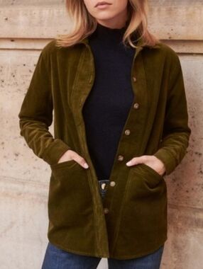 Rare Sezane Will Olive Green Corduroy Jacket